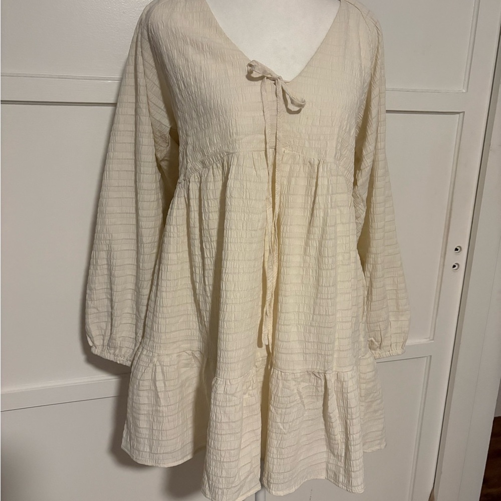 Showpo Cream Textured Dress
